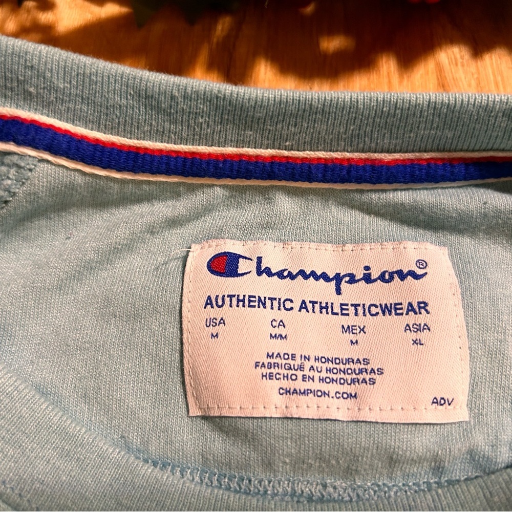 Pre-owned Vintage Blue Champion Spellout Crewneck Sweatshirt - Medium - Picture 5 of 5